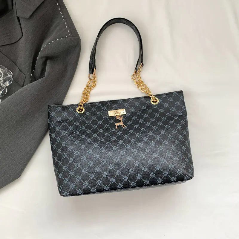 Bolsa de Ombro com Corrente Texturizada Retrô